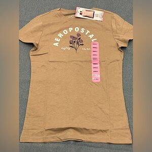 Aeropostale Brown Floral Graphic Tee